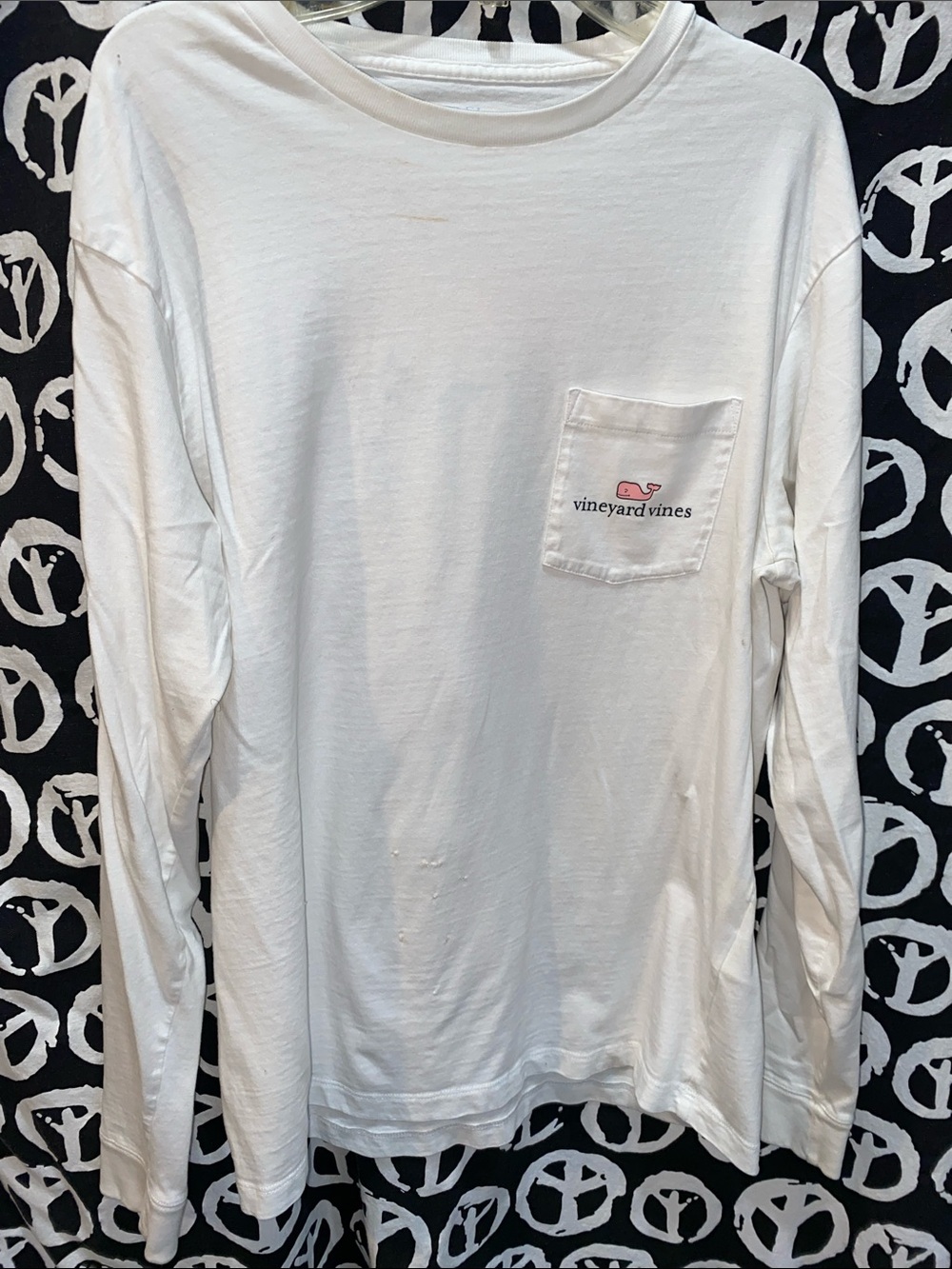 MEN VINEYARD VINES WHITE LONG SLEEVE TEE SZ S